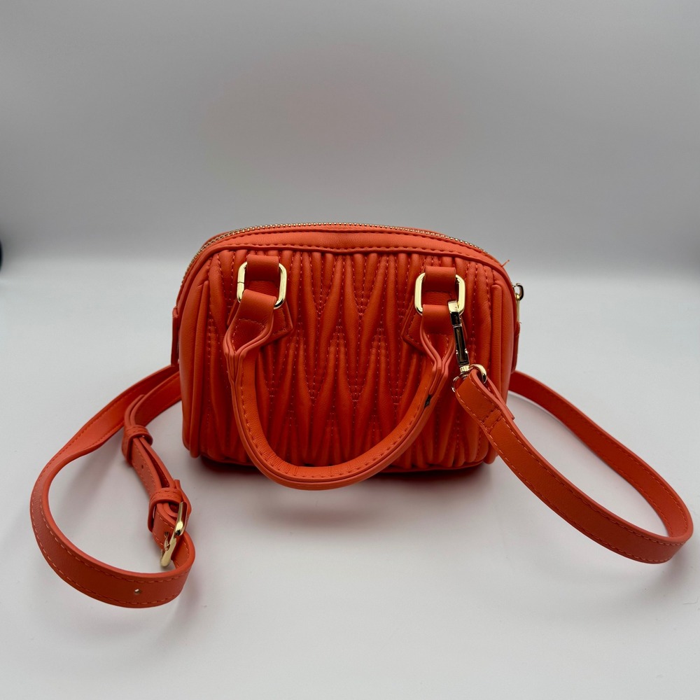 Forever 21 Orange Quilted Mini Barrel Bag Purse Crossbody‎